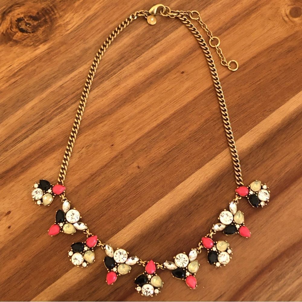 J.Crew | Neon Pink Cluster Pendant Necklace | 17” Adjustable